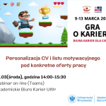 Plakat promujący webinar w ramach Gry o Karierę