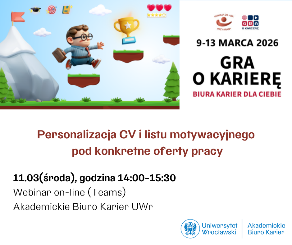 Plakat promujący webinar w ramach Gry o Karierę