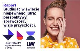 Okładka raportu JustStart2. Studiując w świecie niepewnego jutra: perspektywy, sprawczość i wizje przyszłości pokolenia Z.