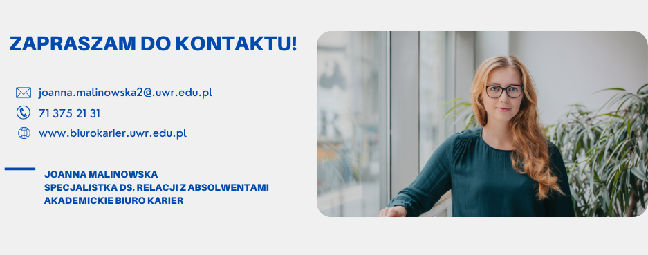 Kontakt do Joanny Malinowskiej - specjalistki ds. relacji z absolwentami