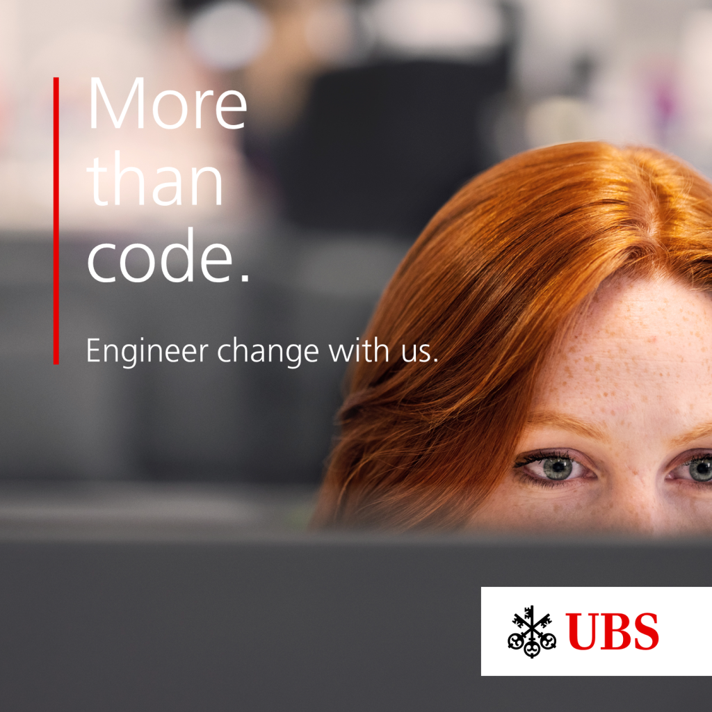 Plakat promujący ofertę staży w firmie UBS