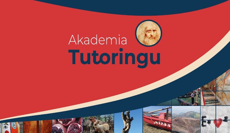 Zdjęcie z tekstem "Akademia Tutoringu" na czerwonym tle.