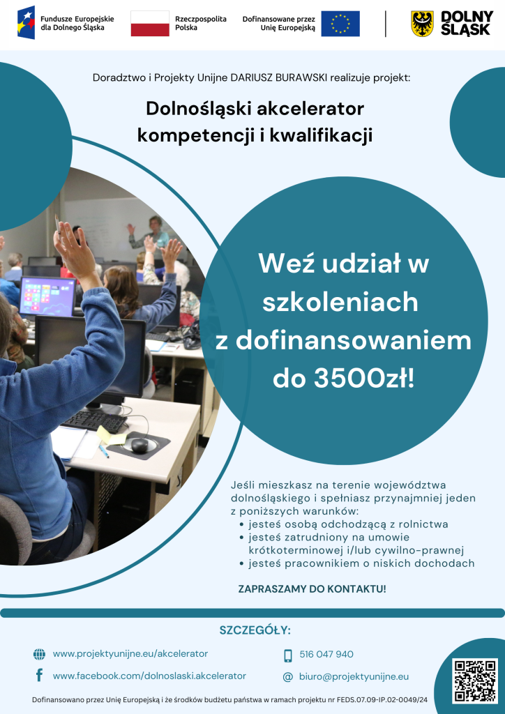 plakat promujący Dolnośląski akcelerator kompetencji i kwalifikacji