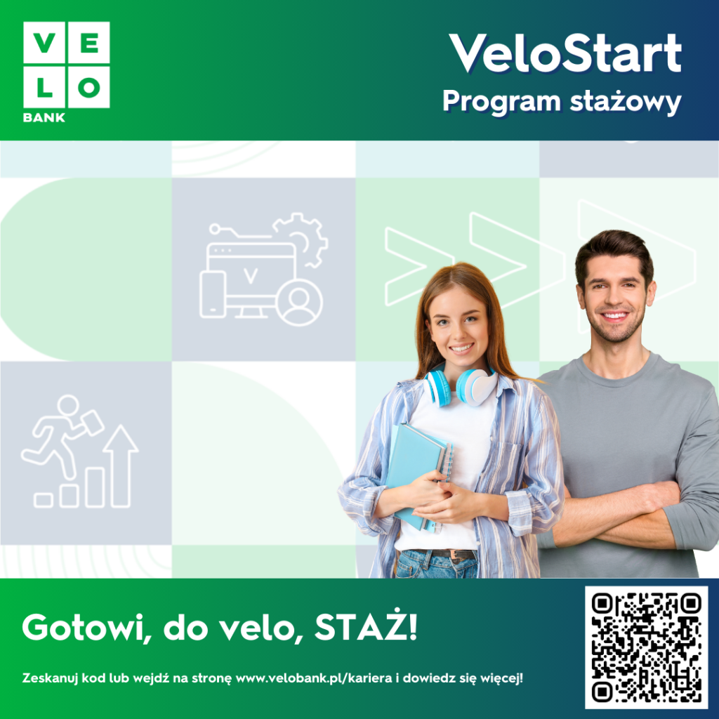VeloBank grafika promująca program stażowy