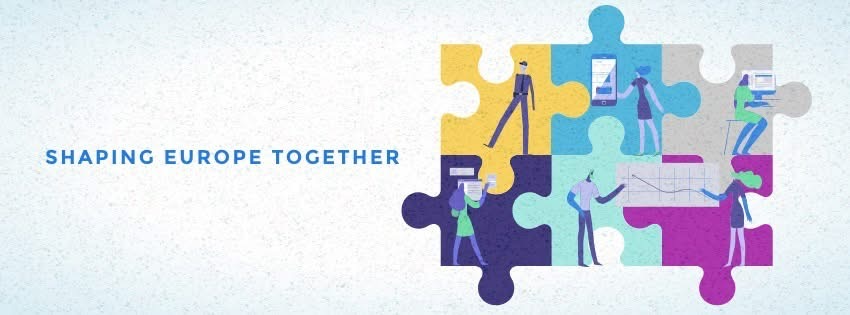 grafika "shaping Europe together", kolorowe puzzle
