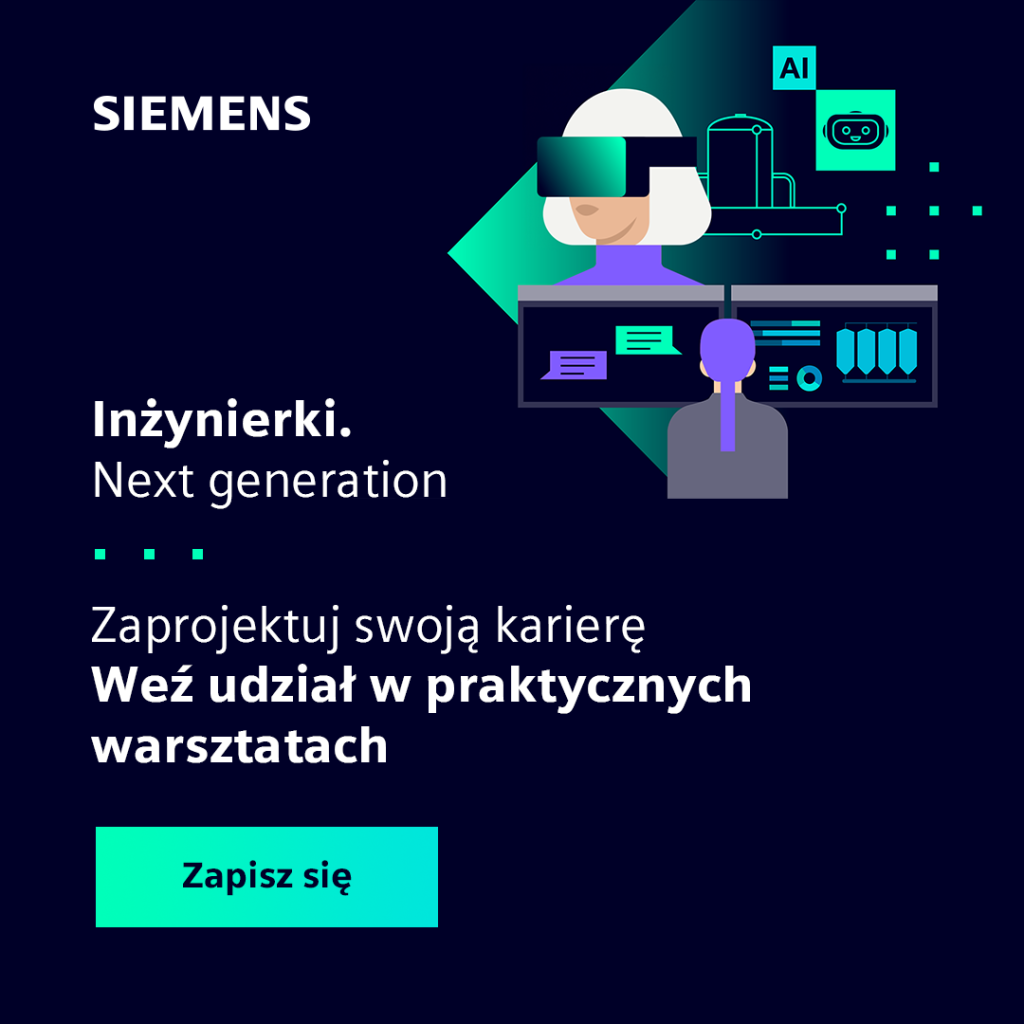 plakat promujący program "inżynierki. next generation" z ilustracją kobiety w goglach VR na czarnym tle