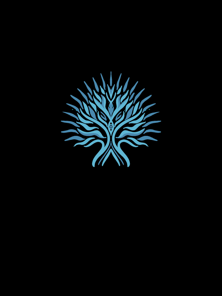 niebieskie drzewko na czarnym tle