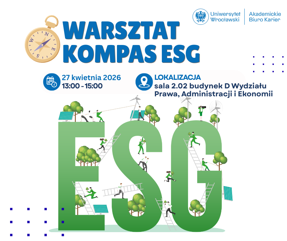 plakat promujący warsztat Kompas ESG