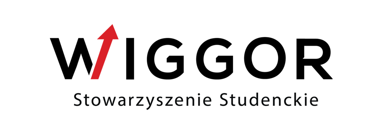 logo stowrzyszenia wiggor - czarne litery a w literce W czerwona strzałka w górę